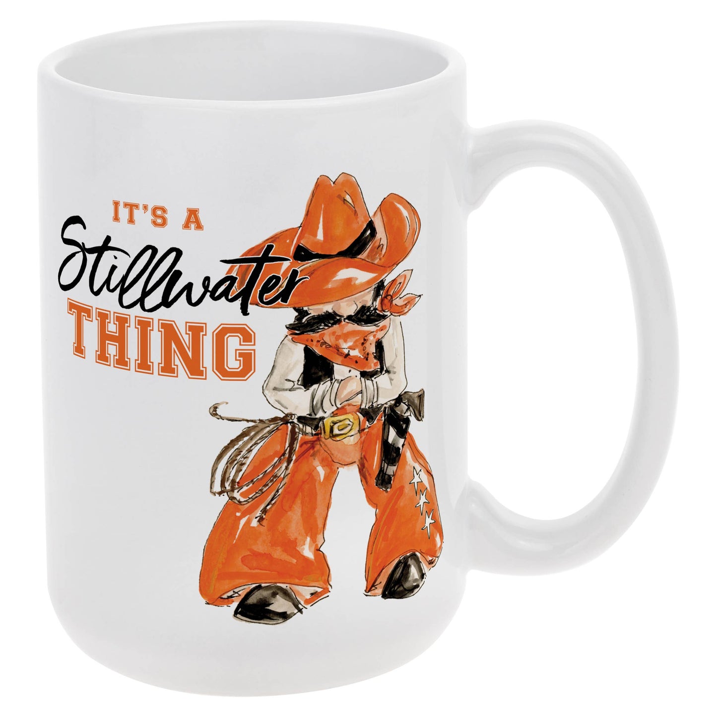 Orange Cowboy Collegiate Ceramic Mug 15 oz. Rosanne Beck