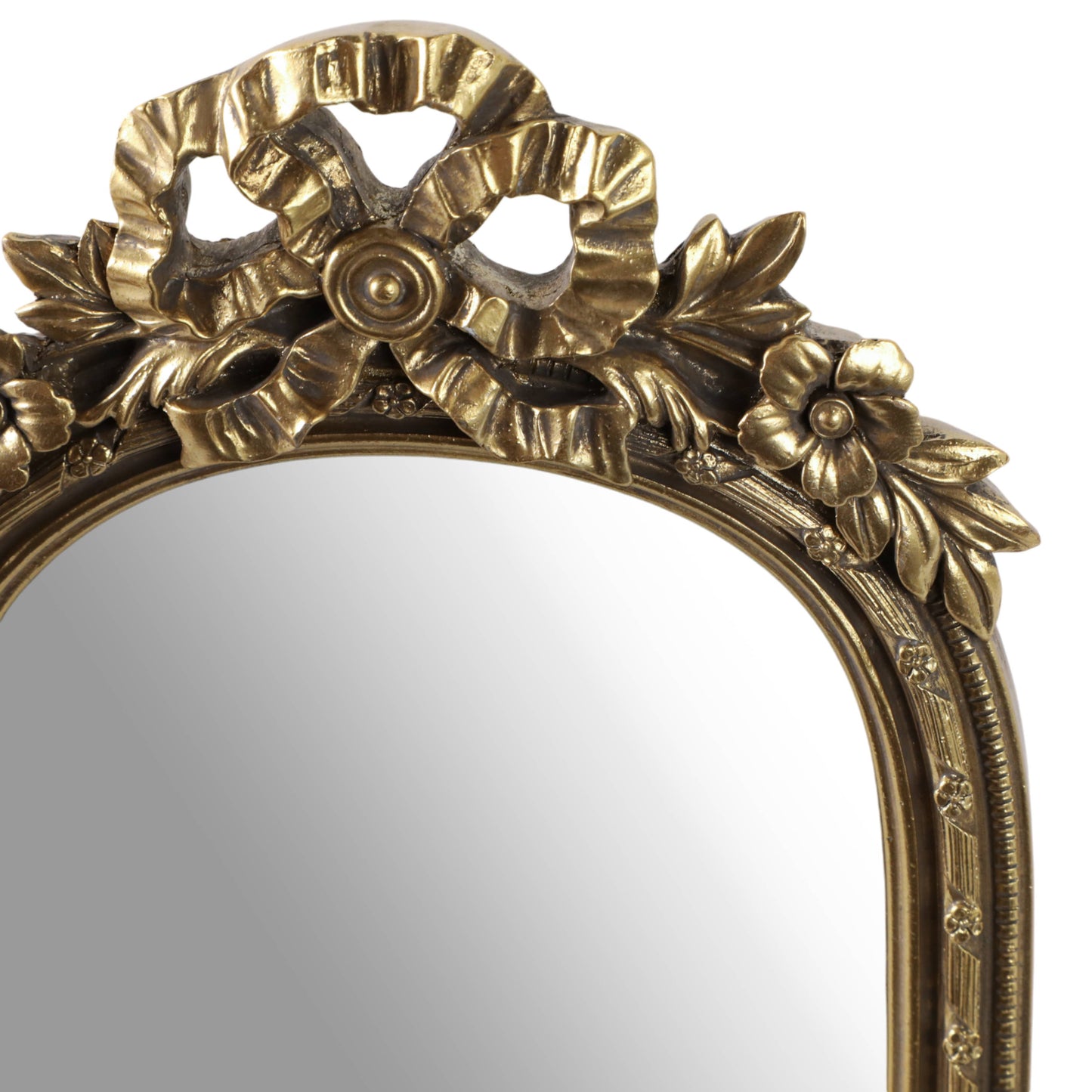 Wall Mirror - Gold Glass Gilded Bow Arch Framed, 10 in.