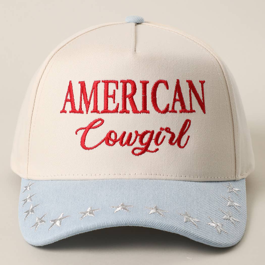 AMERICAN COWGIRL Embroidered Star Denim Trucker Hat
