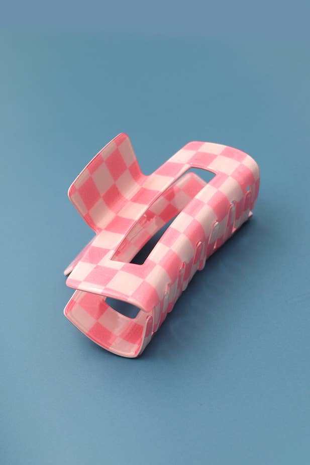 JUMBO CHECKER HAIR CLAW CLIPS 4”