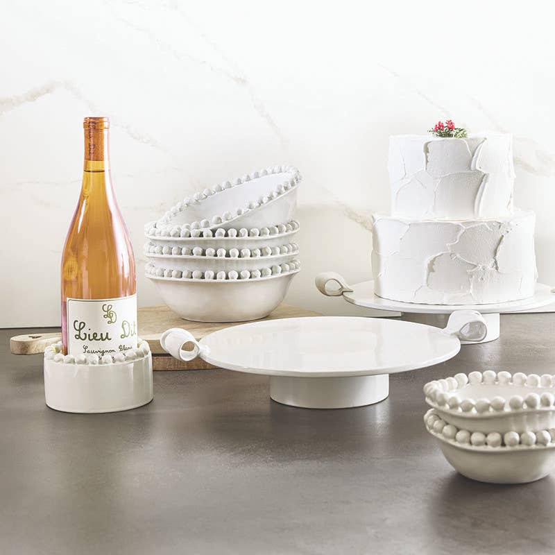 Ceramic Beaded Wine Coaster - White