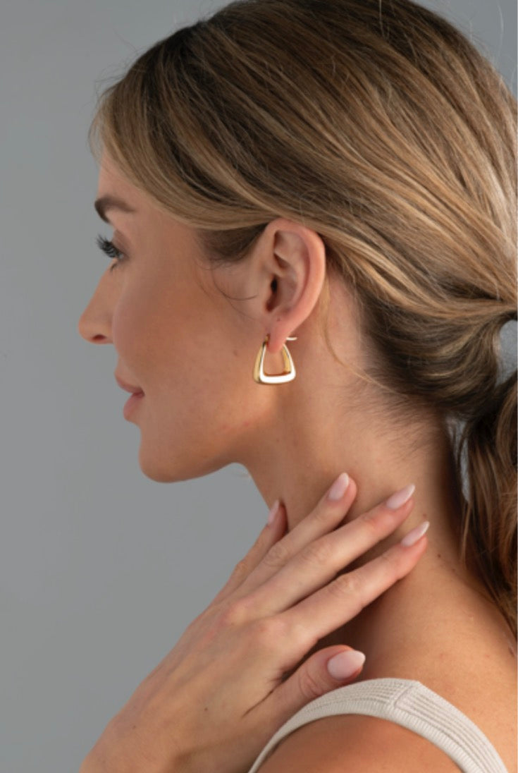 Gold Triangle Hoop Earring