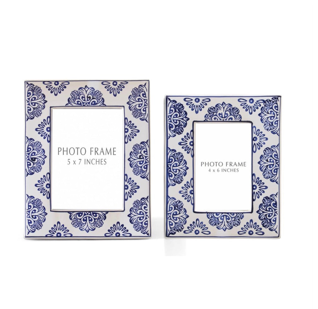 BLUE & WHITE CERAMIC PHOTO FRAMES