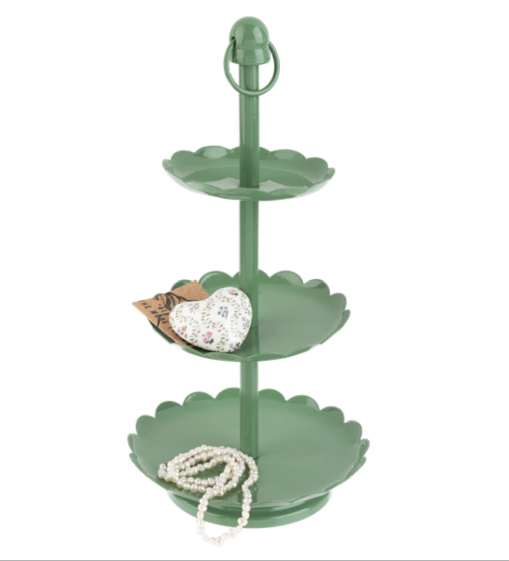 3 Tier Scalloped Stand - Green