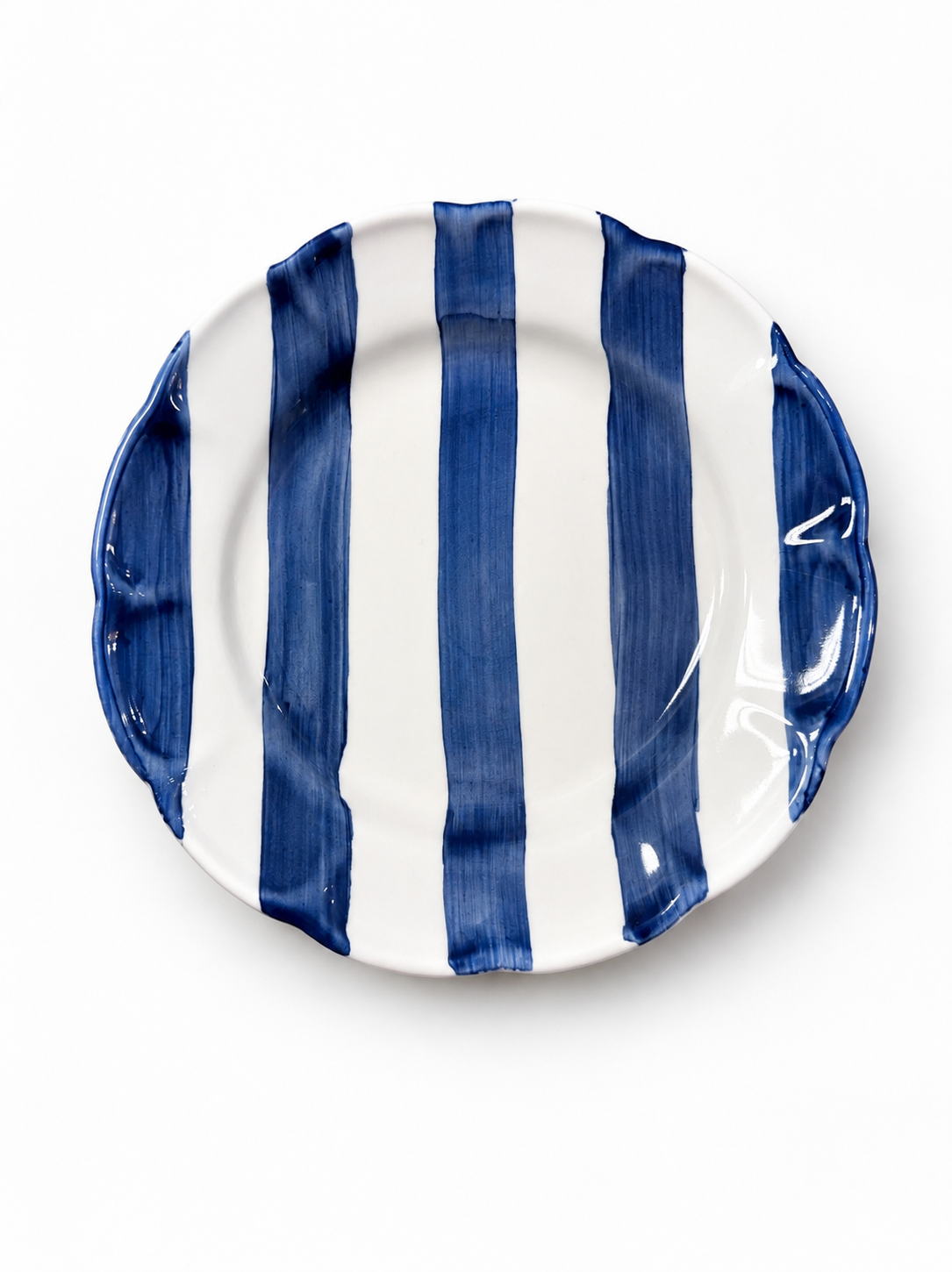 Hand Painted Blue & White Stripe Saucer
