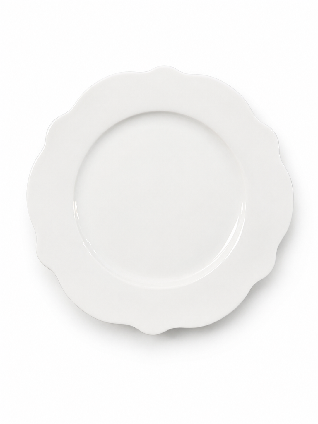 White Scalloped Dinner Plates