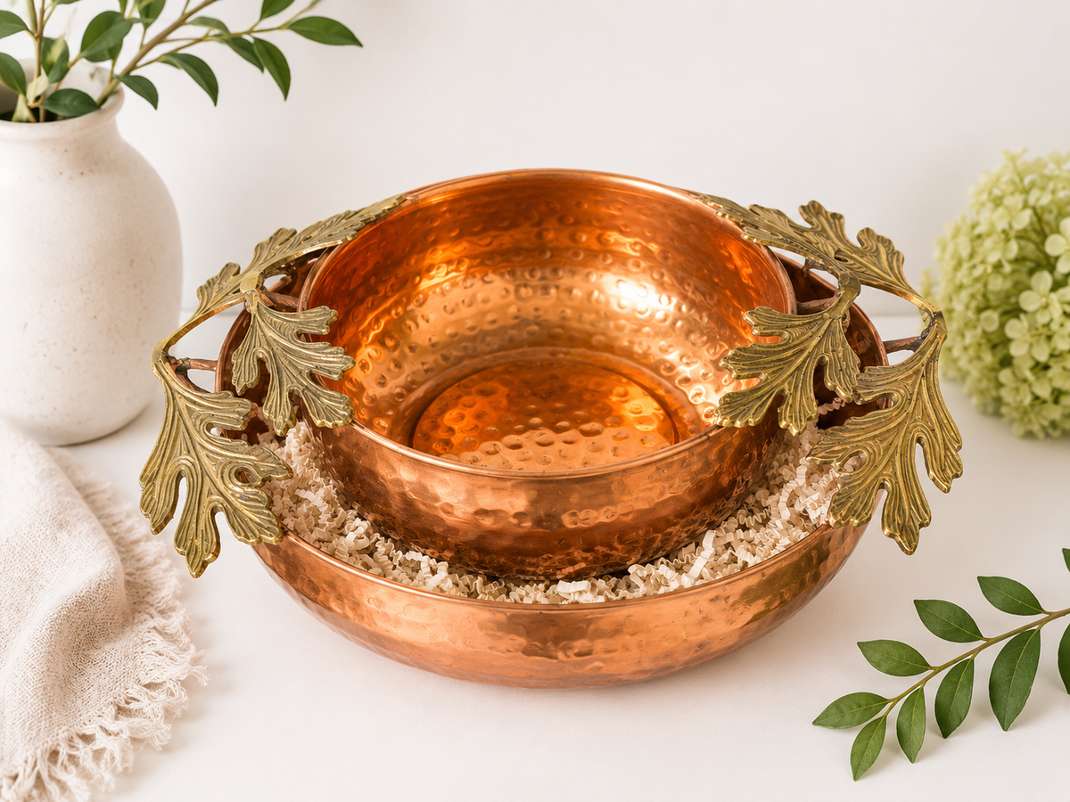Heritage Copper Leaf Serving Bowl