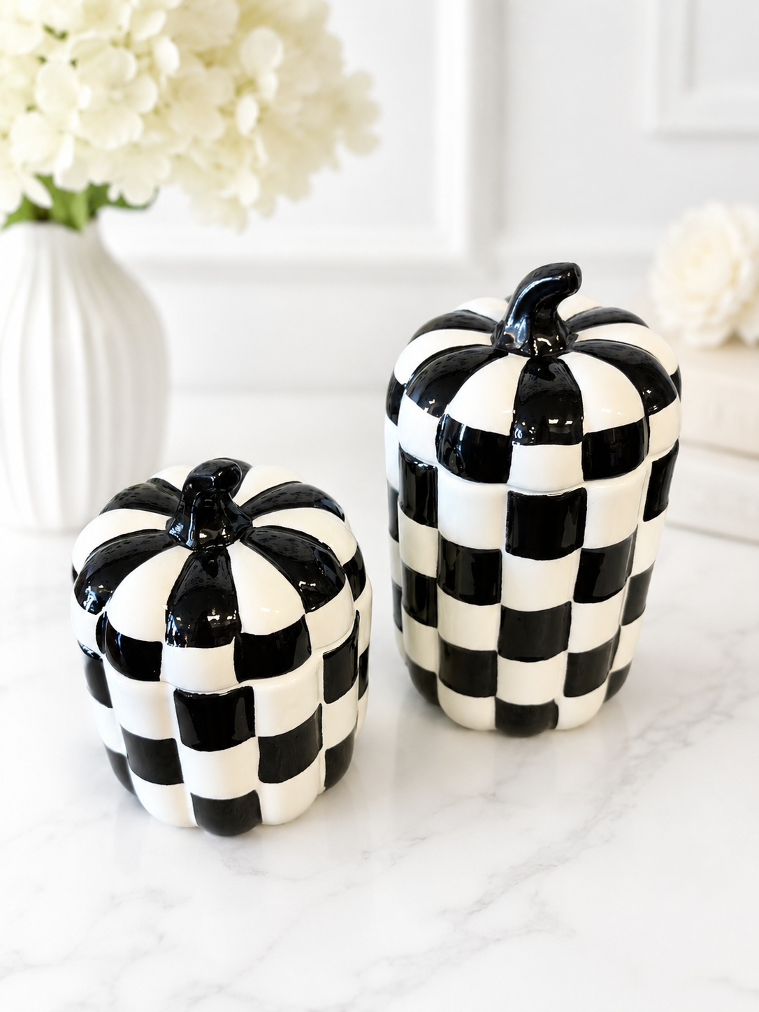 Midnight Check Pumpkin Canister - 8” Tall