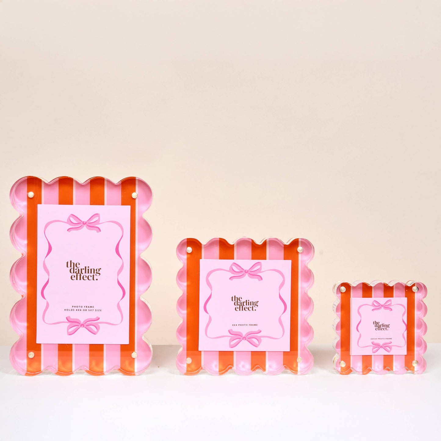 Rectangle Scalloped Picture Frame–Sicily Stripes Pink