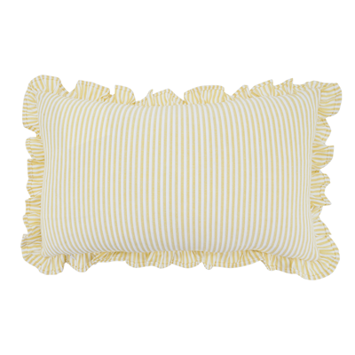 Yellow Double-Sided Striped Ruffle 12"X20" Throw Pillow