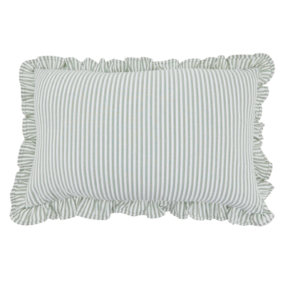 Green Double-Sided Striped Ruffle 12"X20" Throw Pillow