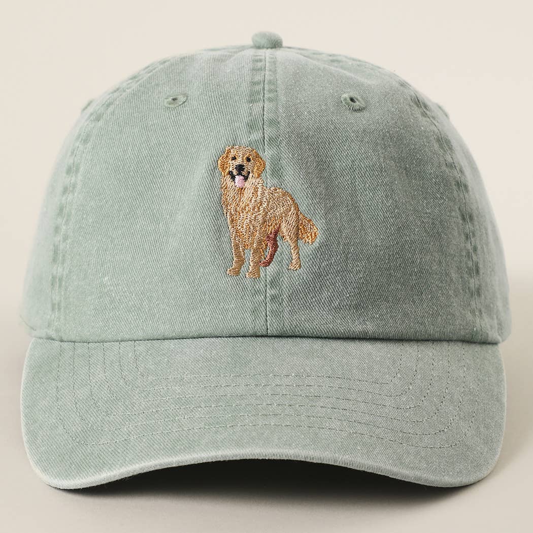 Golden Retriever Embroidered Pigment Dyed Baseball Cap