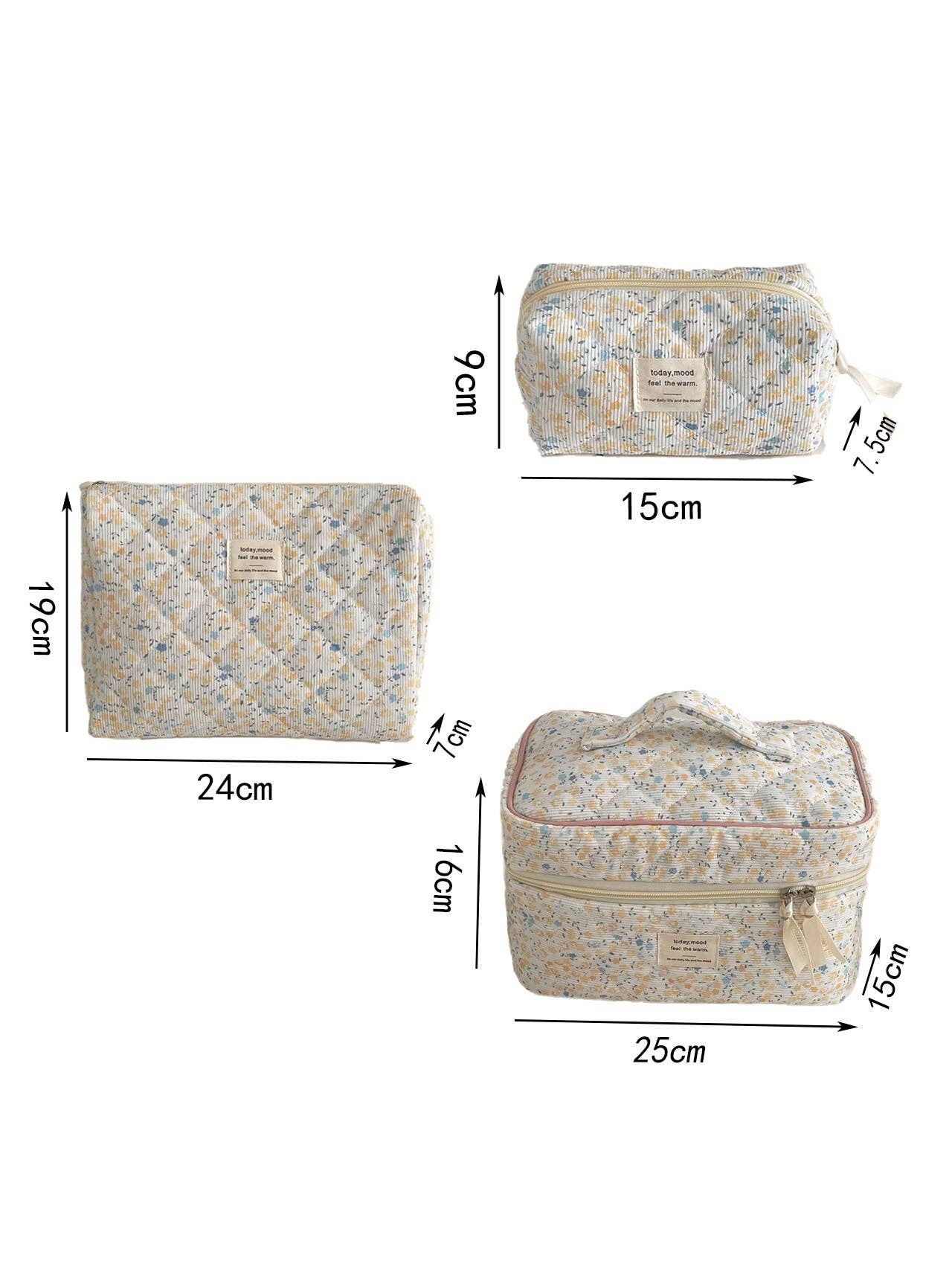 Cute Corduroy Flower Print Travel Makeup Bag DP25H560