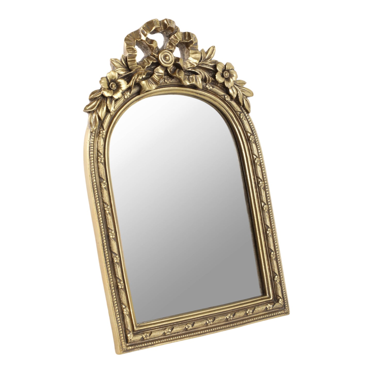 Wall Mirror - Gold Glass Gilded Bow Arch Framed, 10 in.