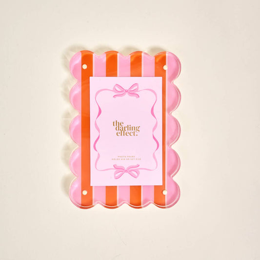 Rectangle Scalloped Picture Frame–Sicily Stripes Pink
