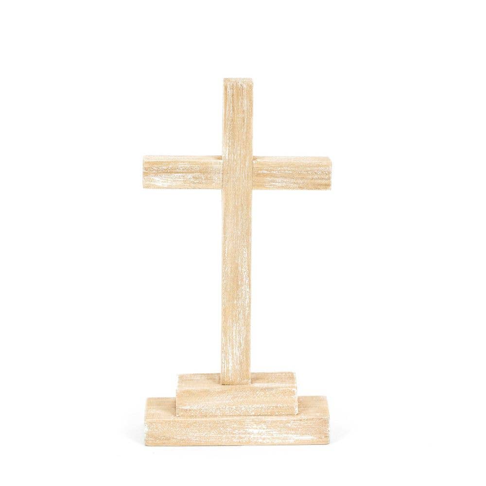 30304 - 5x10x2 wood shape on stand (CROSS) Easter decor