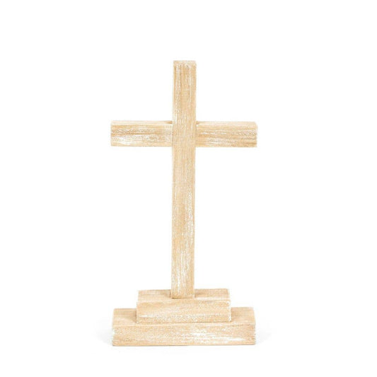 30304 - 5x10x2 wood shape on stand (CROSS) Easter decor
