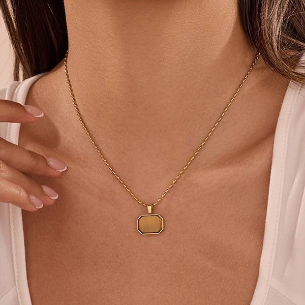 18K STAINLESS STEEL TARNISH FREE GEMSTONE NECKLACE| 40NK9733