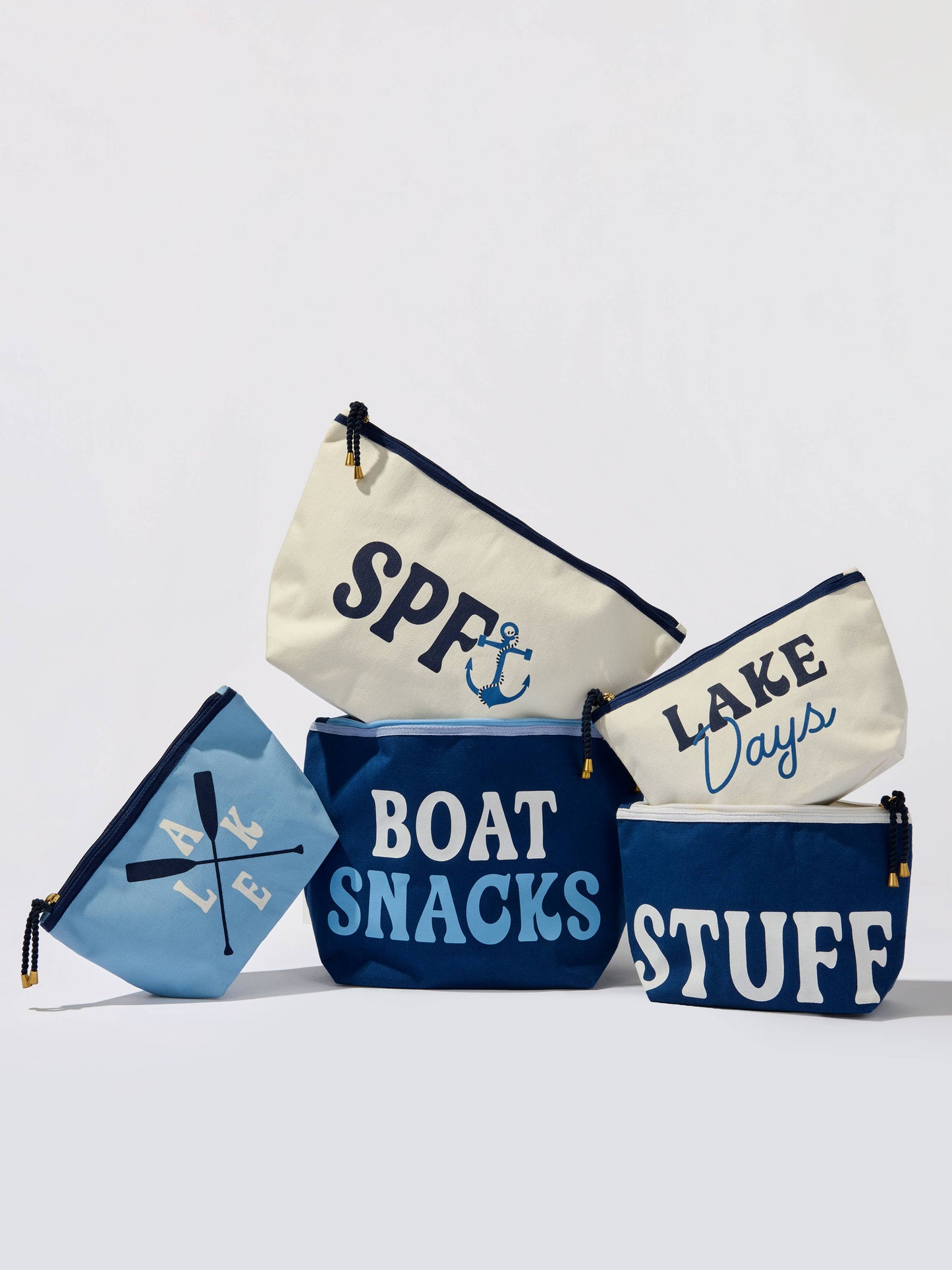 "LAKE DAYS" ZIP POUCH,IVORY