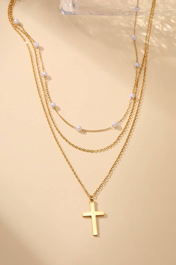 LAYERED CROSS NECKLACE