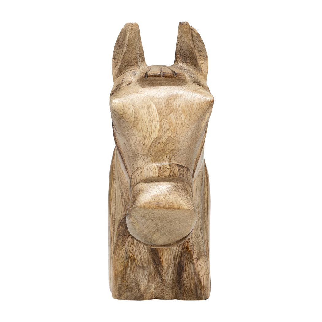 Figurine - Brown Wood Modern Handcrafted Horse Head, 11 in.