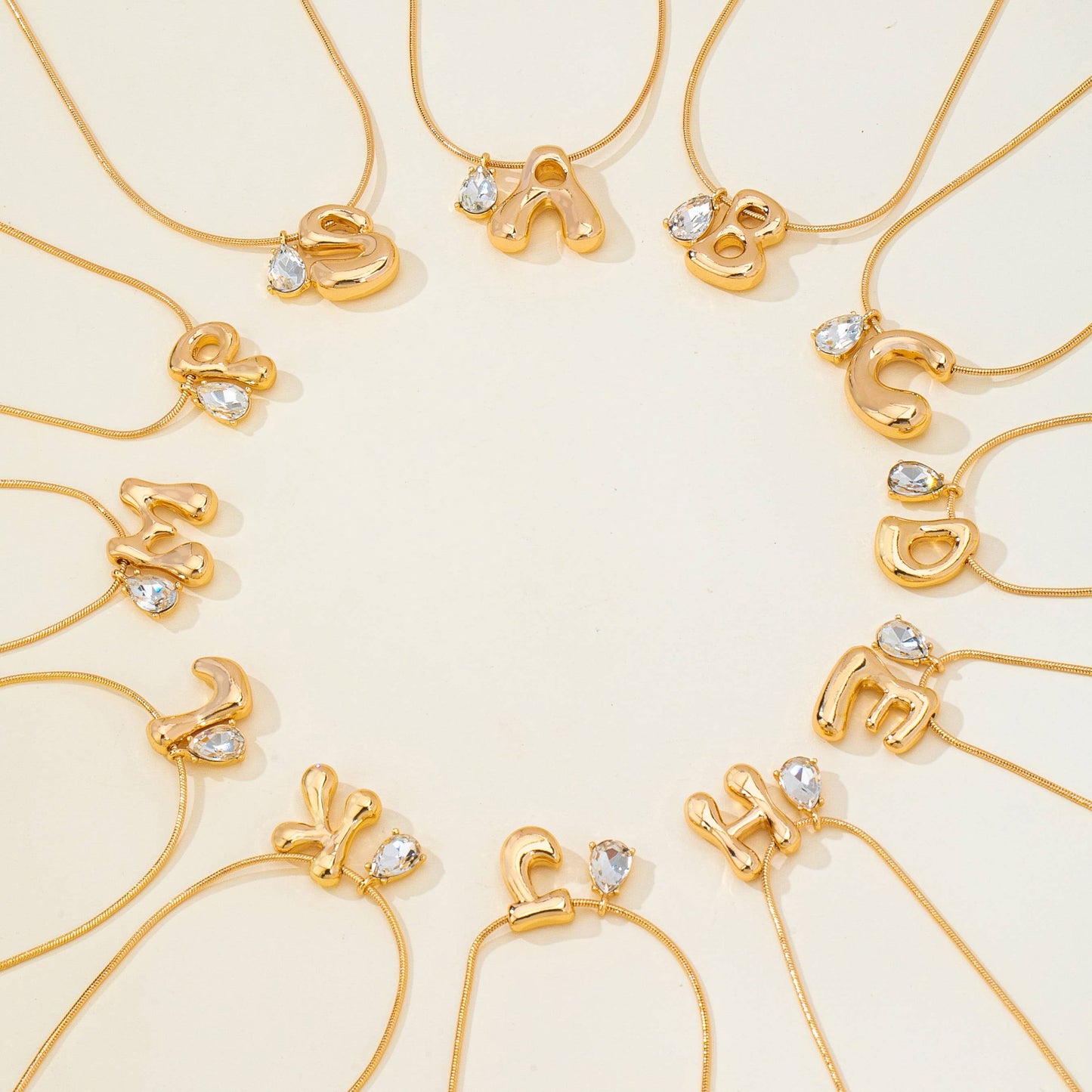 Teardrop & Bubble Initial Charm Necklace