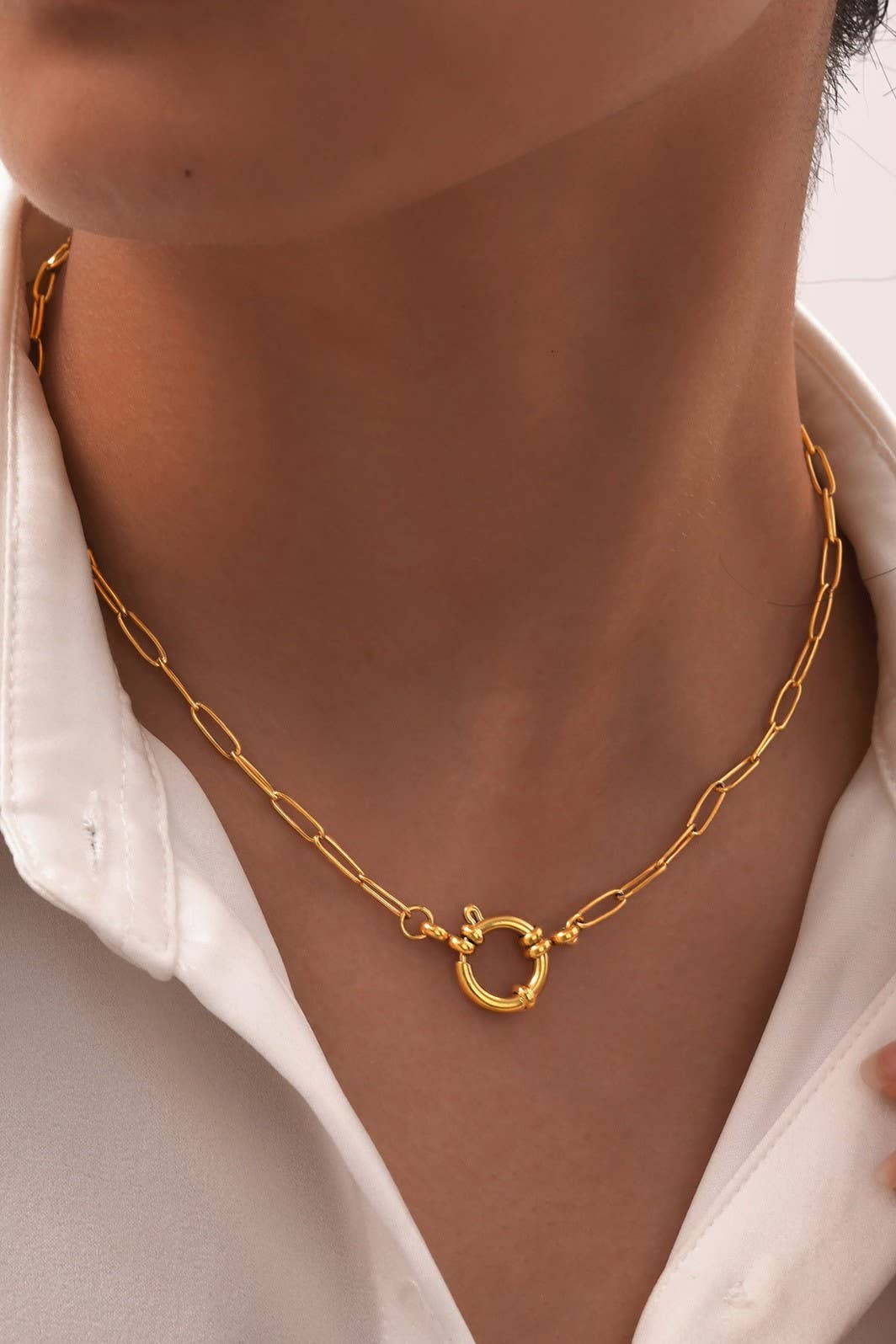 18K STAINLESS STEEL TARNISH FREE CIRCLE NECKLACE |