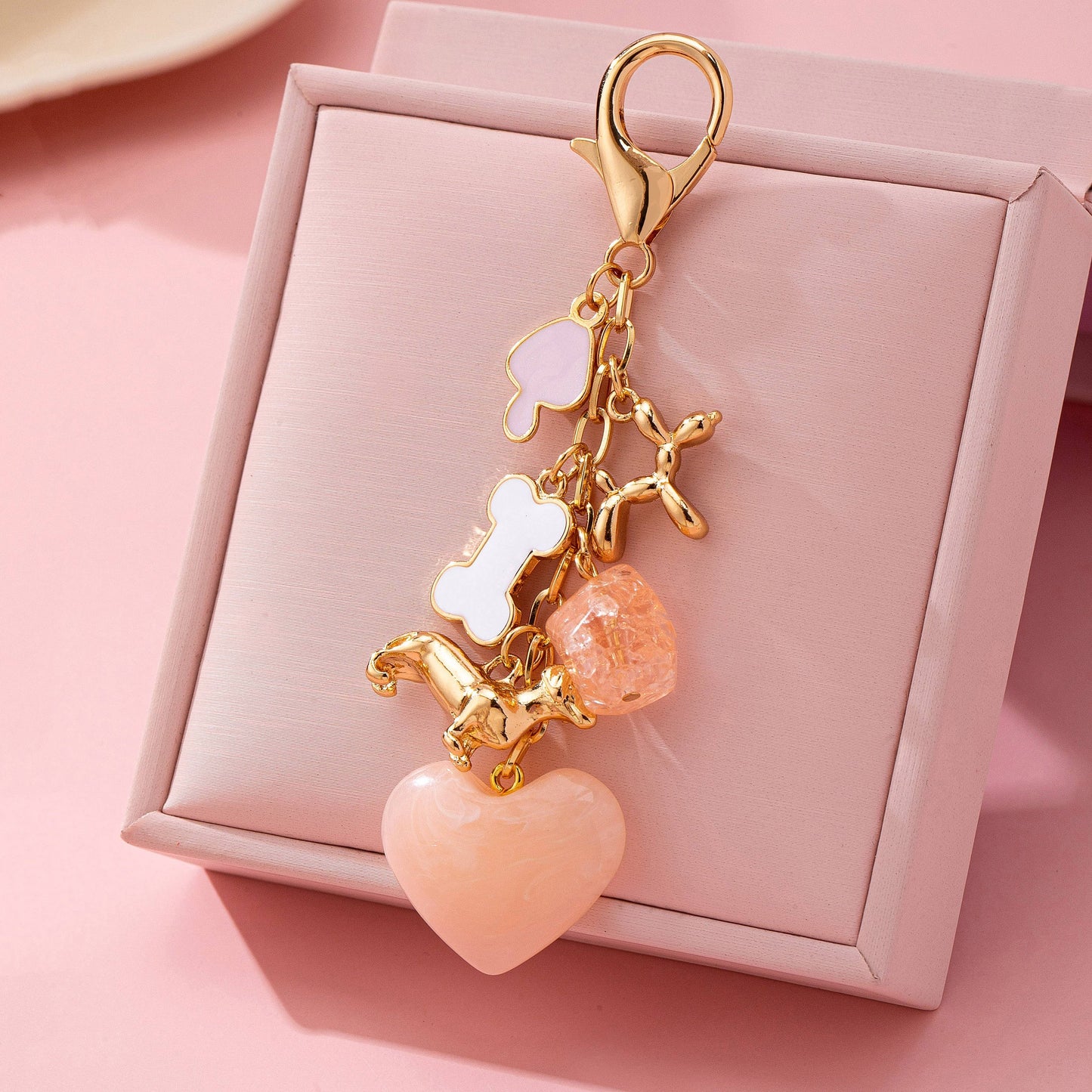 BAG CHARM-HEART DOG BONE BAG CHARM KEY CHAIN | 80K095
