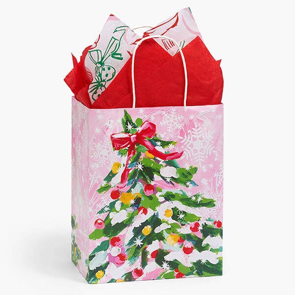 Pink Christmas Paper Retail Gift Bags