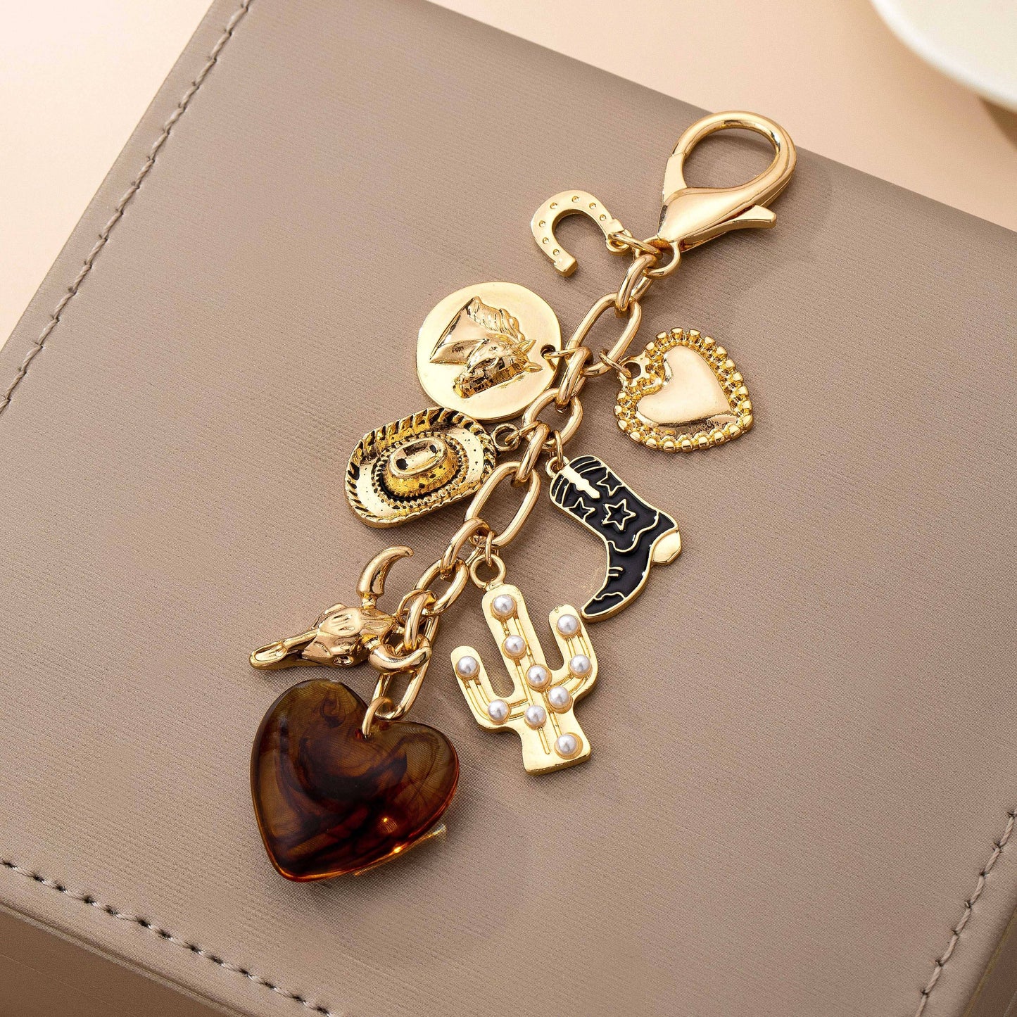 WESTERN HEART CROSS HAT BOOT HEART BAG CHARM |
