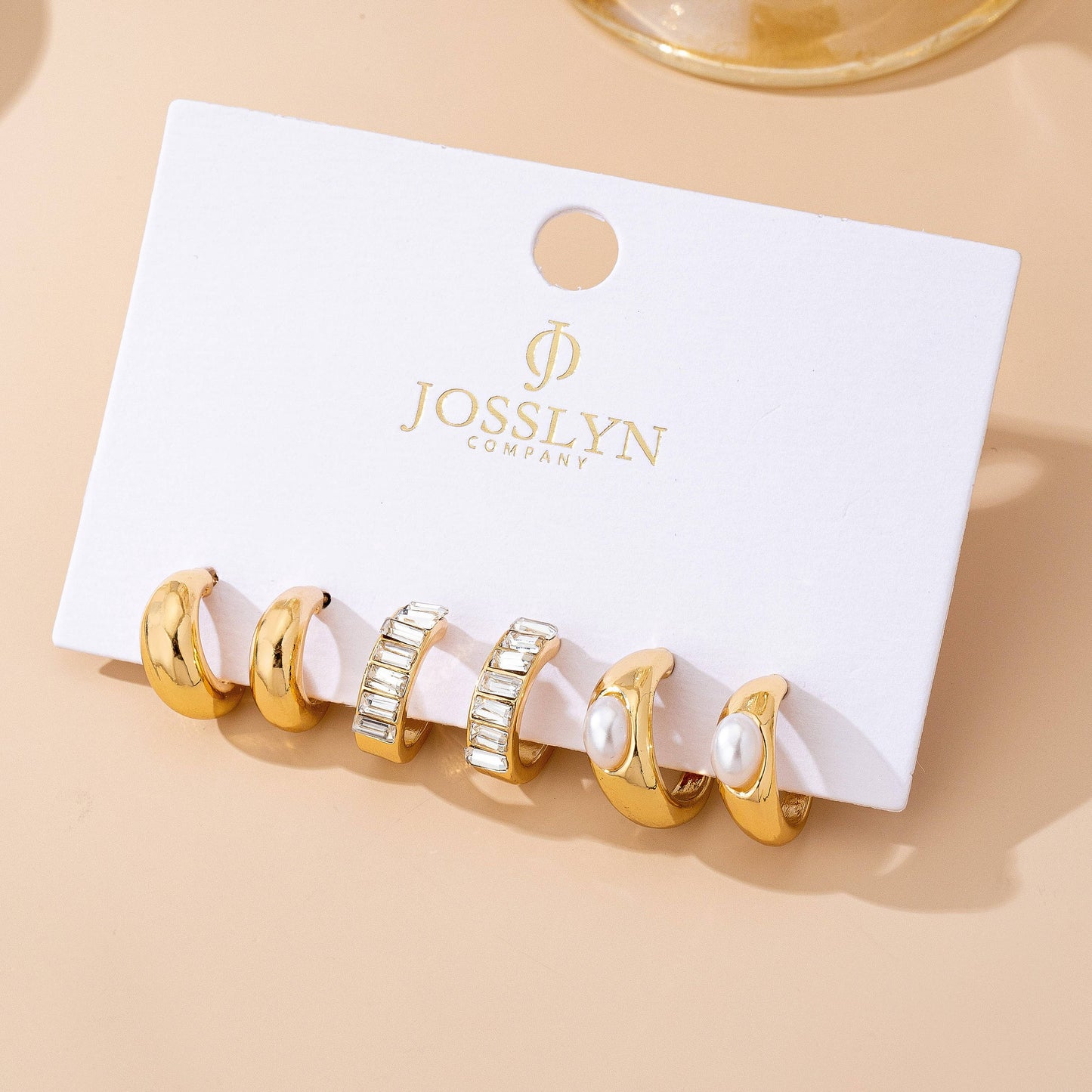 Pearl & Baguette Huggie Hoop Trio Earring Set |
