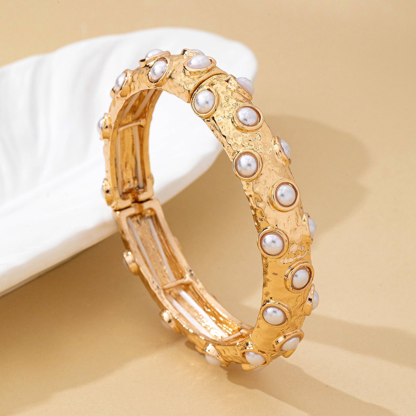 Vintage Gold and Pearl Embellished Bangle |