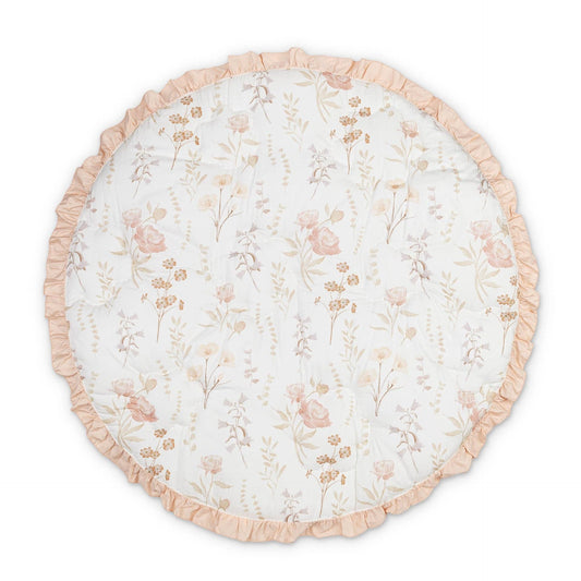 Violet Floral Ruffle Quilted Baby Play Mat