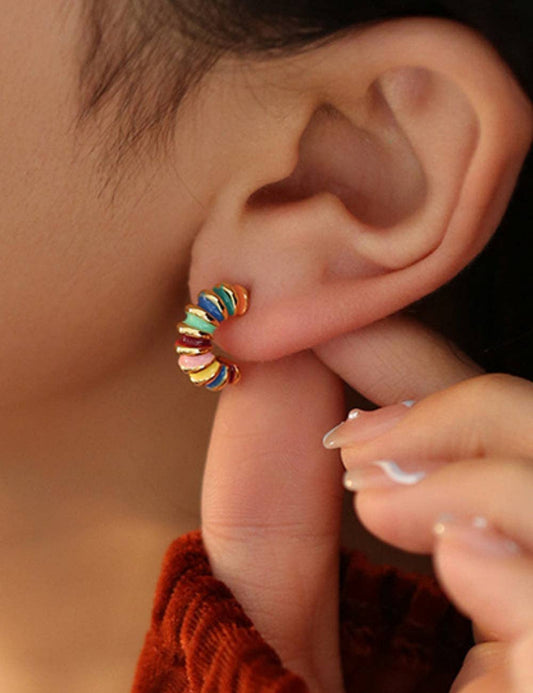 Vintage Multicolor Round Earrings DPJE49