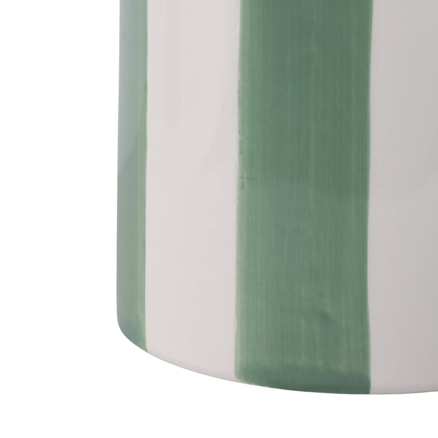 Planters - Green/White Ceramic Striped, 6/8 in.