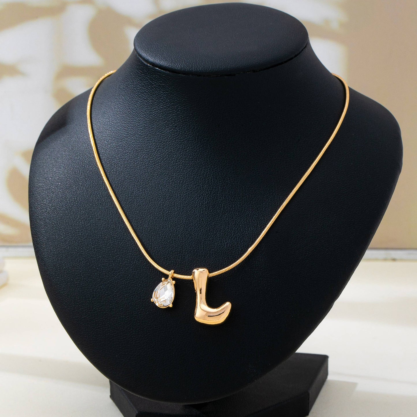 Teardrop & Bubble Initial Charm Necklace