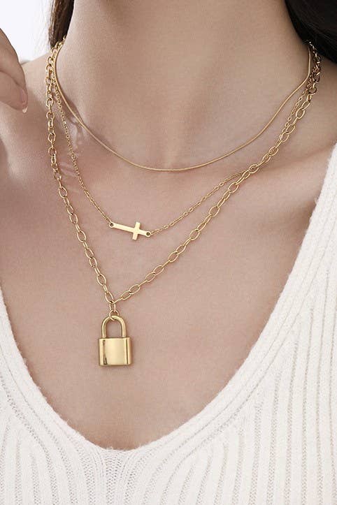 Golden Hour Lock Necklace | 40NK371