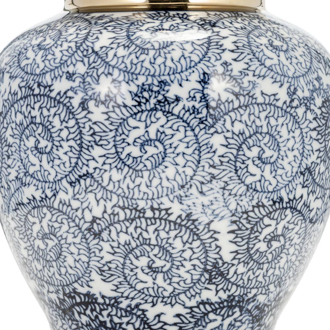 Table Lamp - Blue/Gold Ceramic Novelty Chinoiserie, 19 in.