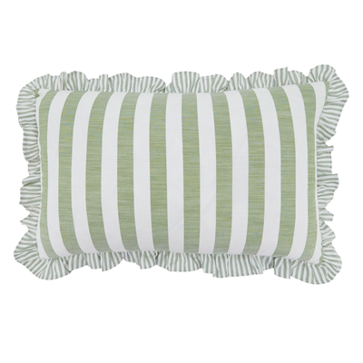 Green Double-Sided Striped Ruffle 12"X20" Throw Pillow