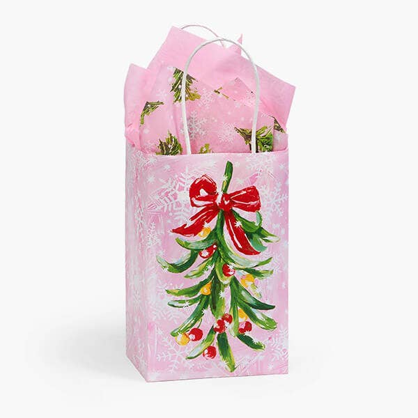 Pink Christmas Paper Retail Gift Bags