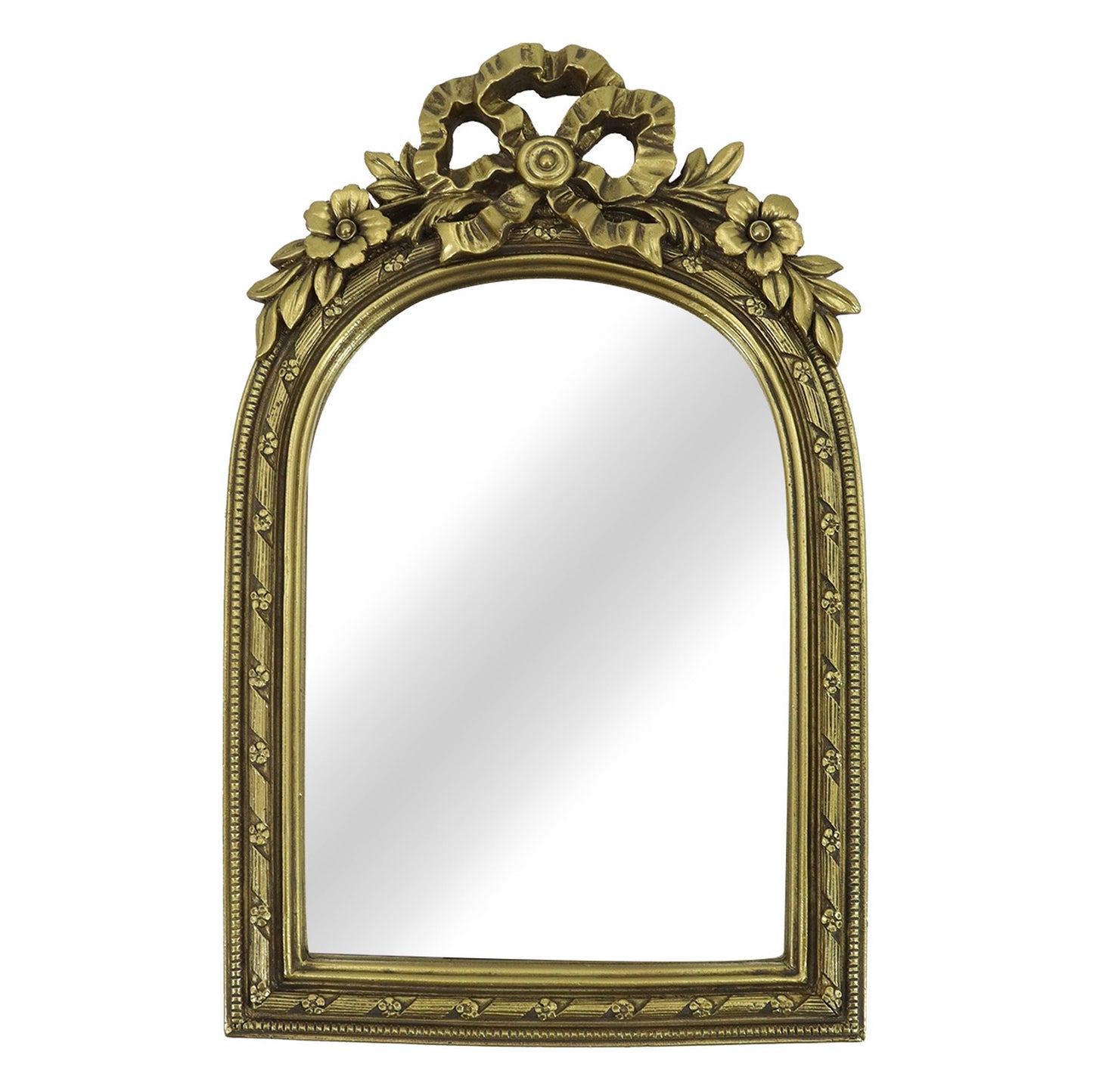 Wall Mirror - Gold Glass Gilded Bow Arch Framed, 10 in.