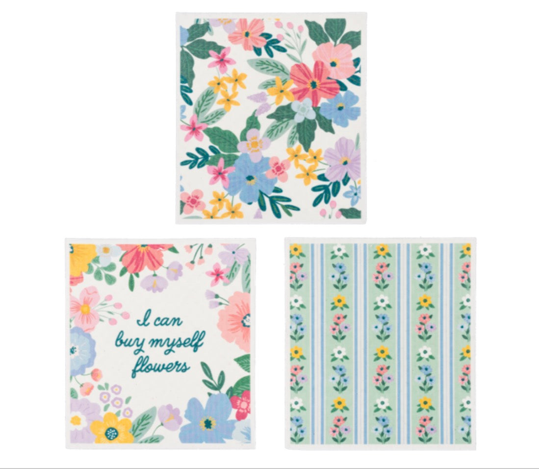 Reusable Floral Dish Cloth - I Can Buy My Own Flowers