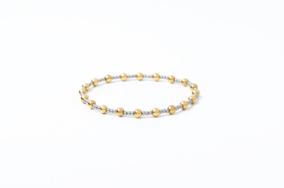 4 & 2mm Mixed Metal Stretch Bracelet - Meralora