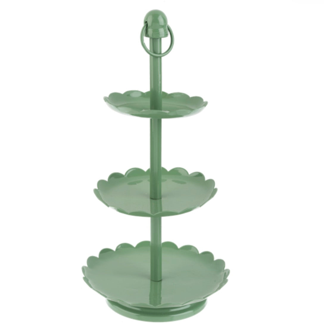 3 Tier Scalloped Stand - Green
