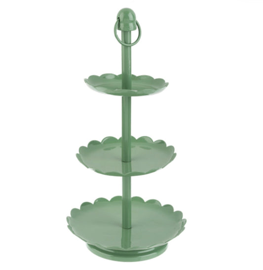 3 Tier Scalloped Stand - Green