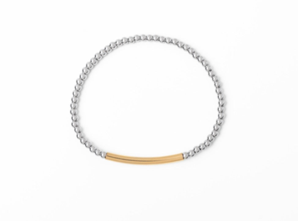 3mm Mixed Metal Gold Bar Bracelet