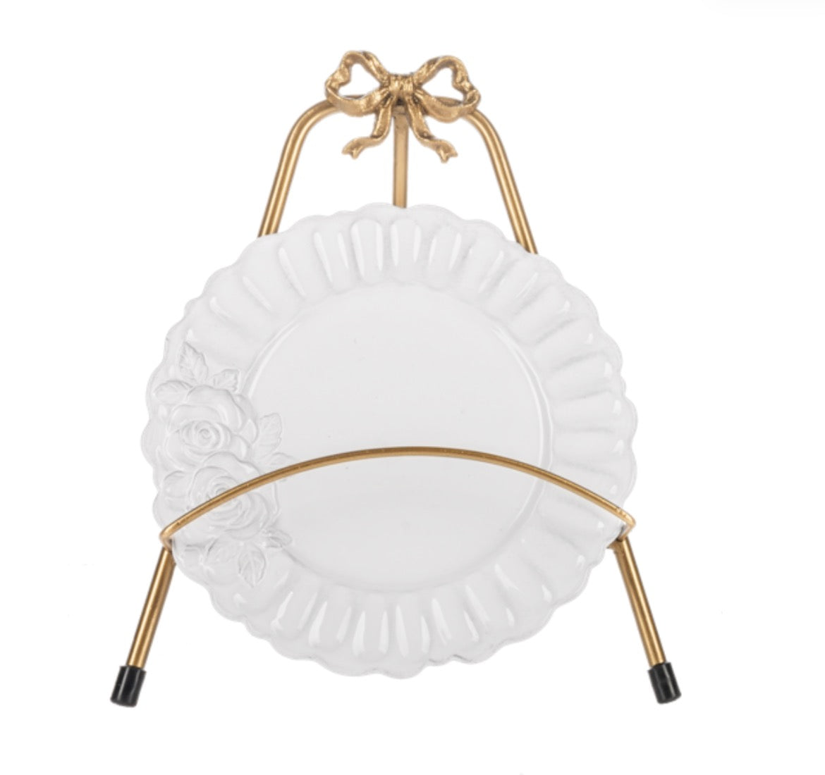 Large Gold Bow Plate Holder