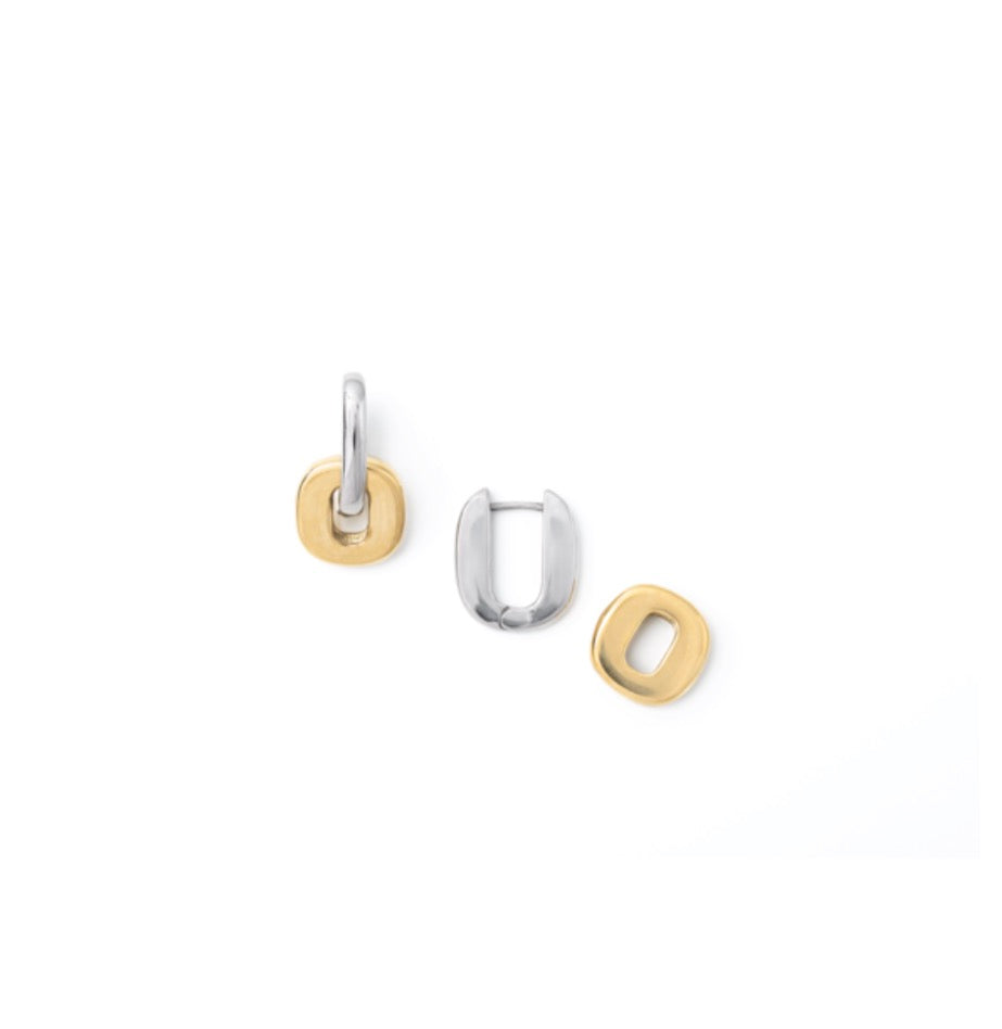 Mixed Metal 2 in 1 Chain Earring