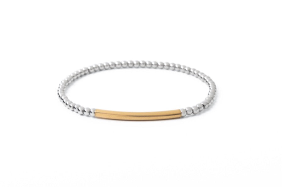 3mm Mixed Metal Gold Bar Bracelet