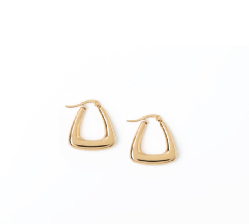 Gold Triangle Hoop Earring
